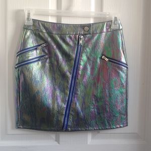 Current Mood Faux Leather Oil Print Skirt